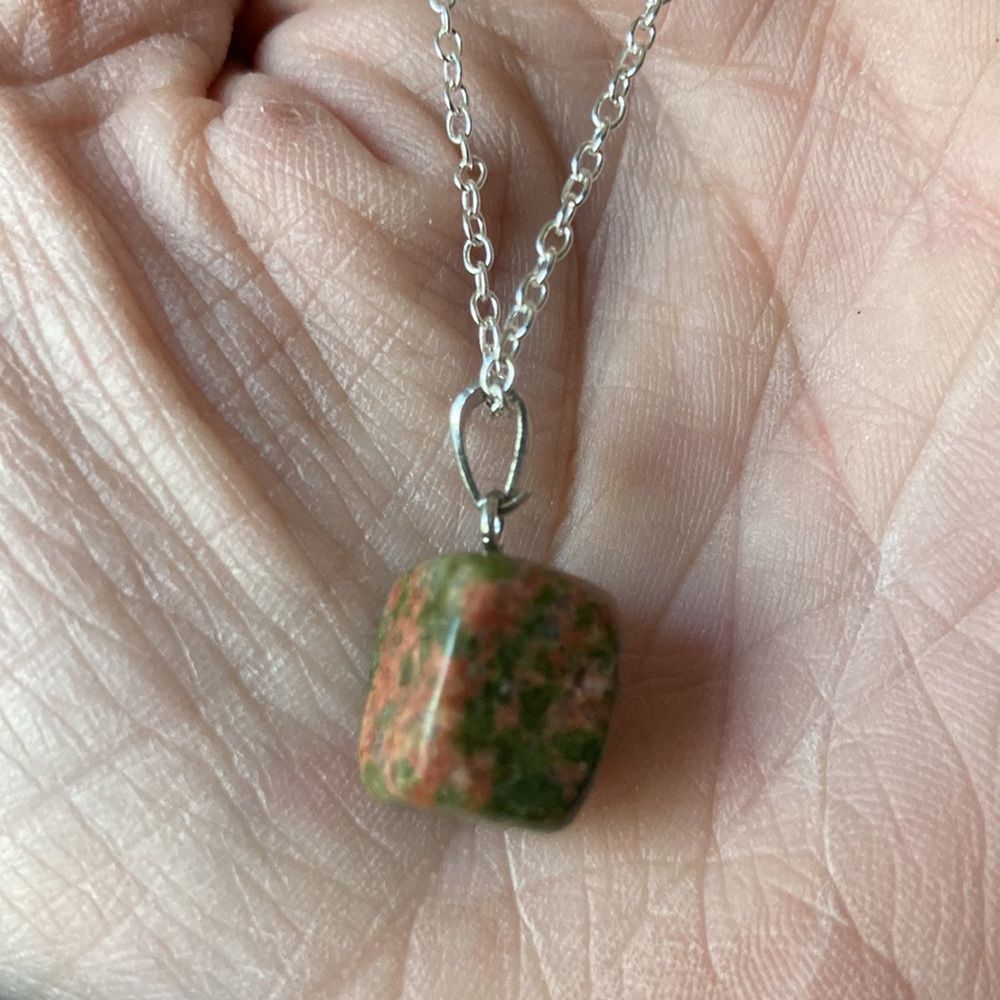 Genuine Unakite Stone Pendant and Necklace J4 - Picture 5 of 8